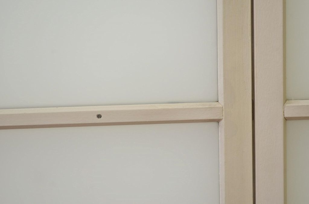 アンティーク建具　昭和レトロ　ペイントがお洒落な引き戸2枚セット(ガラス戸、窓)(R-006176)
