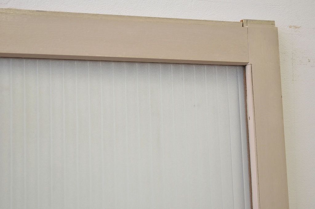 昭和レトロ 大版銀モールガラスのペイント引き戸2枚セット(5)(ガラス戸・建具)