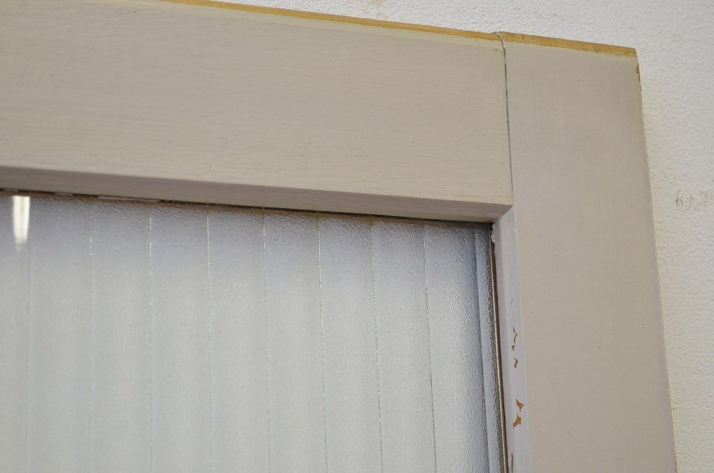 昭和レトロ 大版銀モールガラスのペイント引き戸1枚(ガラス戸・建具)
