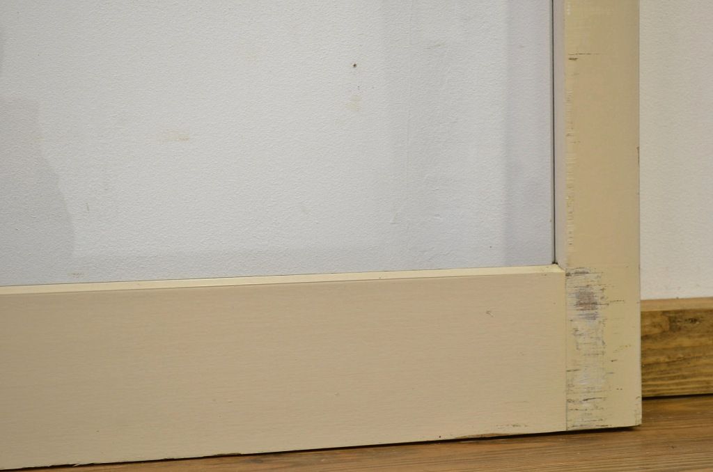 昭和レトロ 大版クリアガラスのペイント引き戸1枚(ガラス戸・建具)