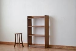レトロ家具　昭和レトロ シンプルな無垢材本棚(飾り棚 アンティーク)