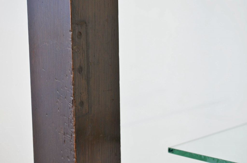 アンティーク家具　◆アンティーク 重厚なナラ材の特大ガラスケース(ショーケース・陳列棚)
