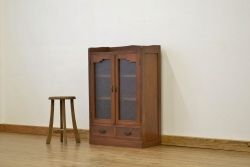 レトロ家具　昭和レトロ ダイヤガラスのアンティーク本箱(書棚)