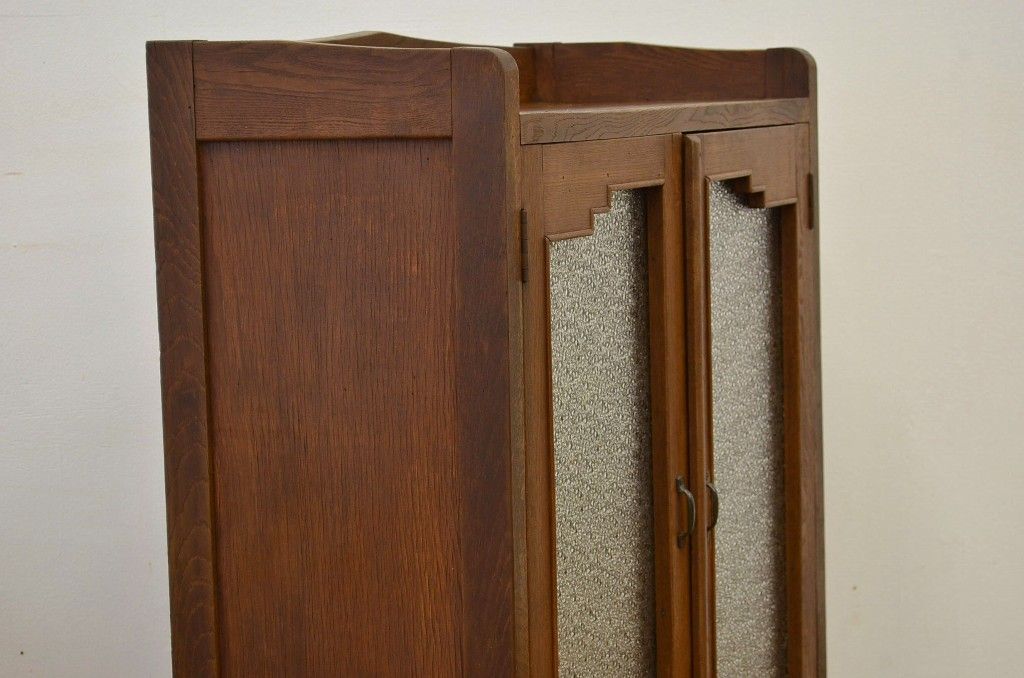 レトロ家具　昭和レトロ ダイヤガラスのアンティーク本箱(書棚)
