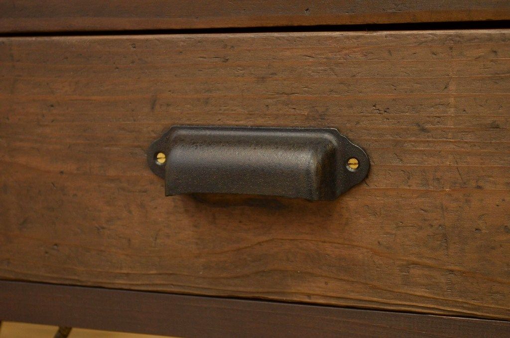 アンティーク家具　★アンティーク 古い木の鉄脚付き飾り棚(アイアン)