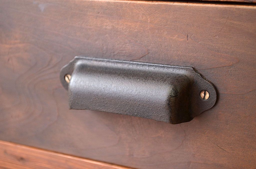 アンティーク家具　アンティーク　古い木のモールガラス収納棚(食器棚)