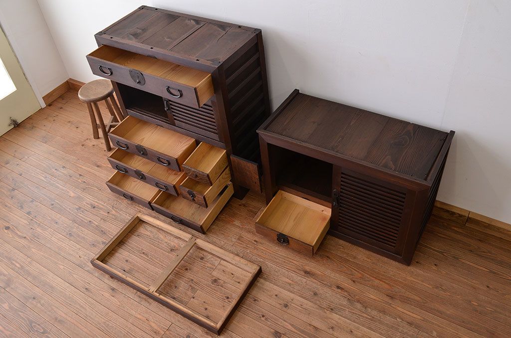 美品!　状態の良い二段重ね　美濃帳場箪笥