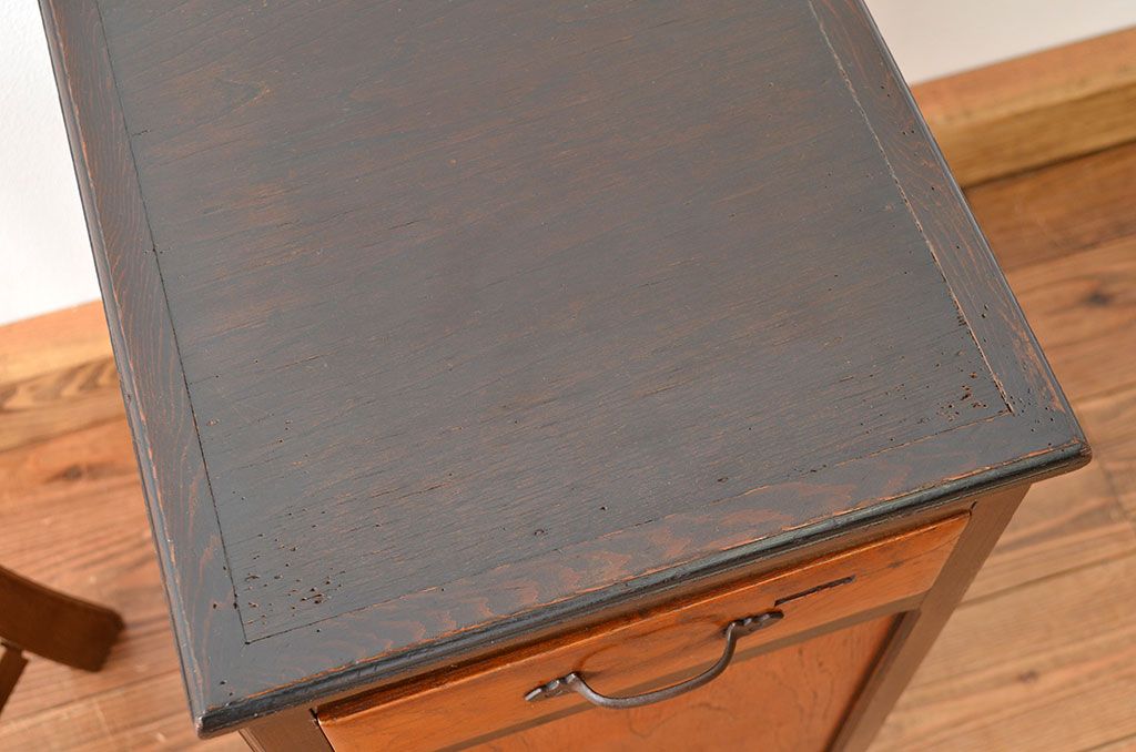 レトロ家具　古い木のレトロな電話台