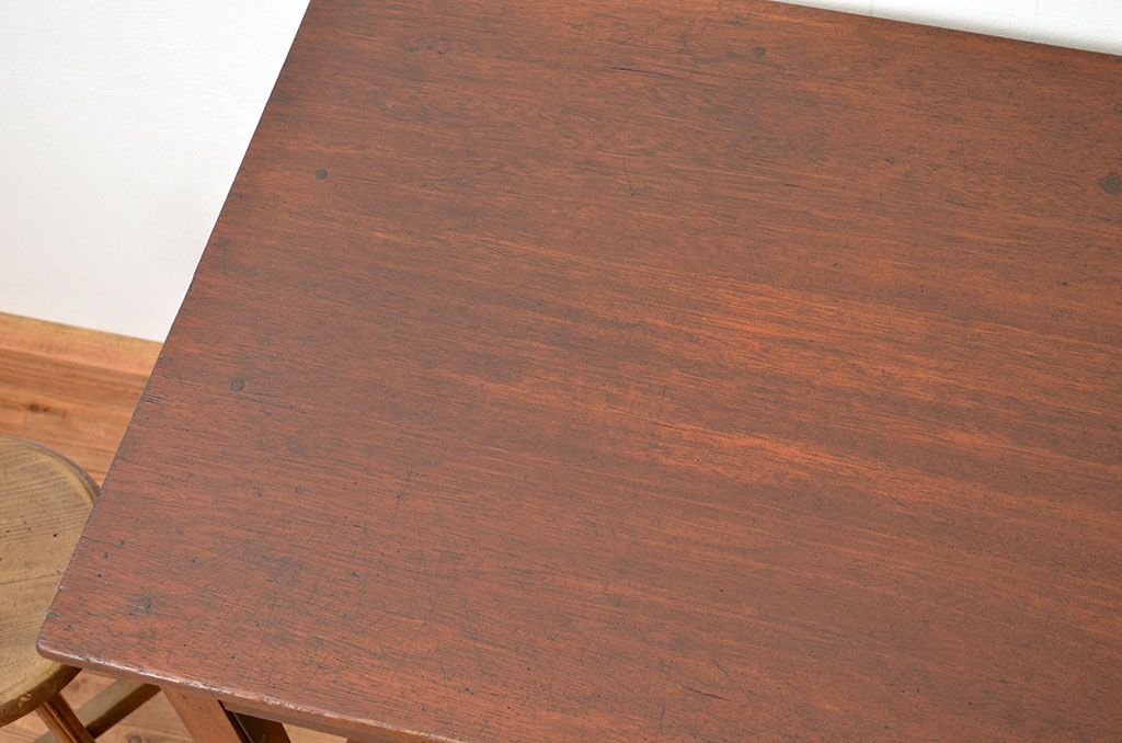 アンティーク家具　古い木のシンプルなアンティーク平机(テーブル)