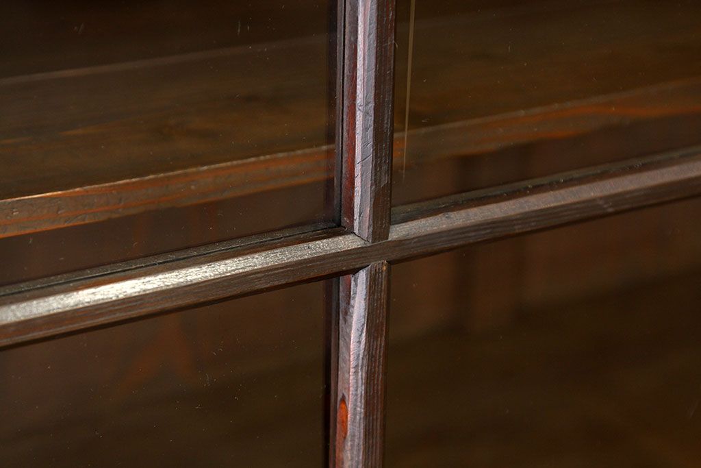 アンティーク家具　素敵な雰囲気!古い雑貨屋の大きなアンティーク二段重ね収納棚(ガラスケース)