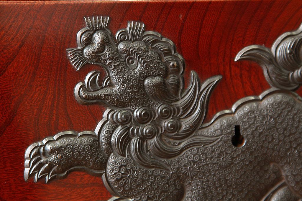アンティーク家具　昭和初期　特別注文造り美しい三つ重ね仙台箪笥