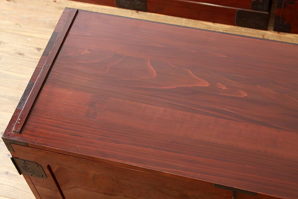 アンティーク家具　昭和初期　特別注文造り美しい三つ重ね仙台箪笥