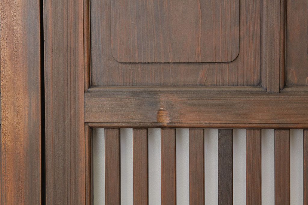 1960年頃古い木の上質な作りの格子戸2枚セット(引き戸)