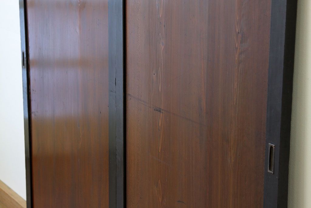 古民具・骨董　状態の良いシンプルなアンティーク板戸2枚セット(引き戸・帯戸)