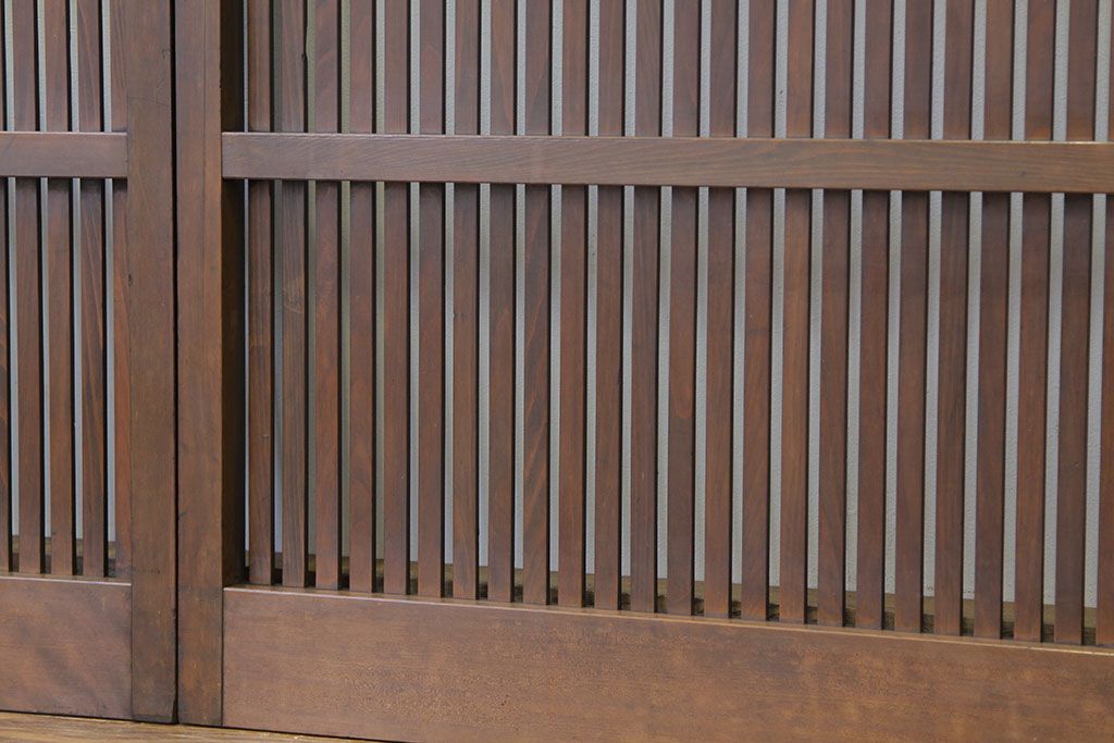 古民具・骨董　古い木の格子戸4枚セット(引き戸・建具)