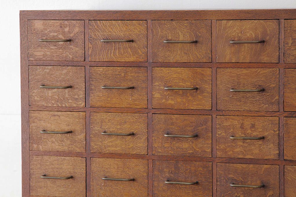 アンティーク家具　古民具・骨董　1960年代ナラ材大型カードケース(引き出し・ドロワー、図書館、図書室)