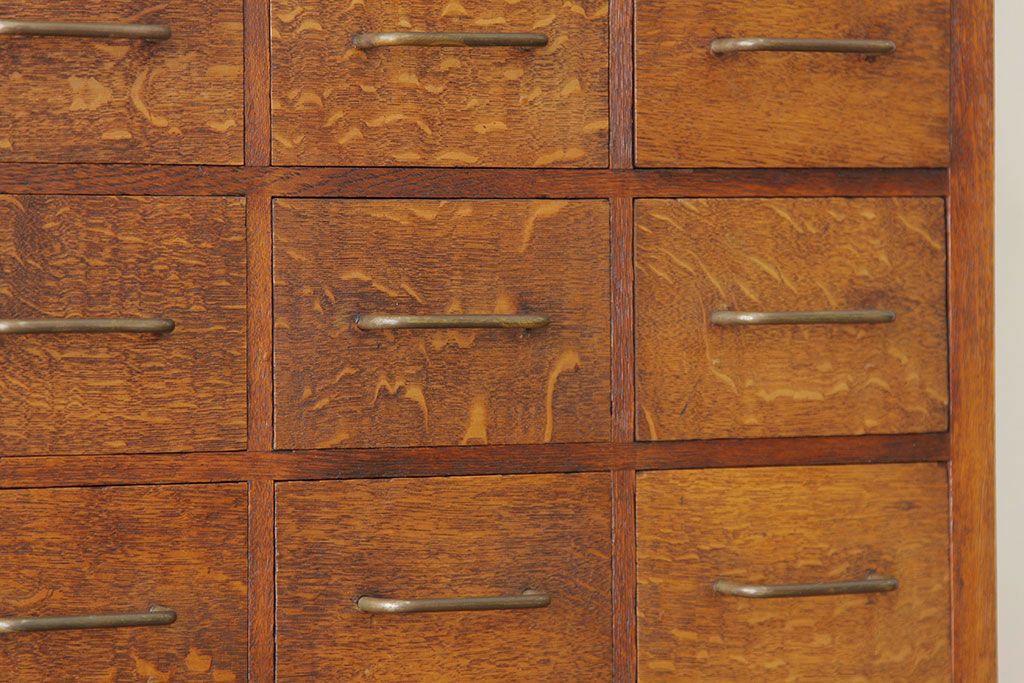 アンティーク家具　古民具・骨董　1960年代ナラ材大型カードケース(引き出し・ドロワー、図書館、図書室)