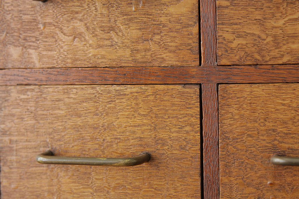 アンティーク家具　古民具・骨董　1960年代ナラ材大型カードケース(引き出し・ドロワー、図書館、図書室)