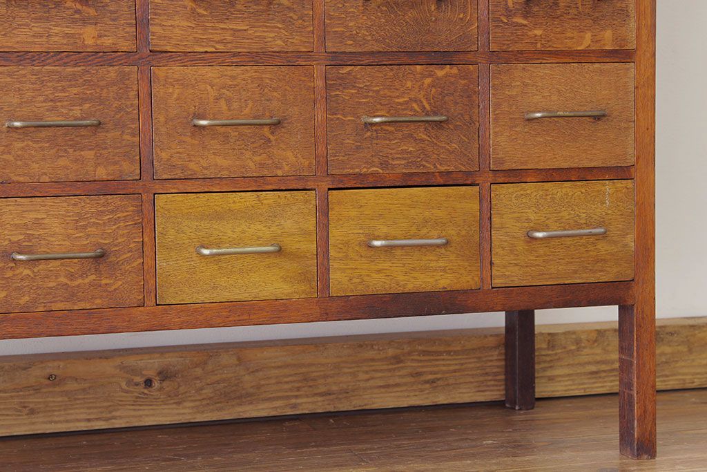 アンティーク家具　古民具・骨董　1960年代ナラ材大型カードケース(引き出し・ドロワー、図書館、図書室)
