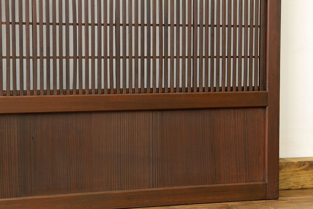 ★古民具・骨董　銀モールガラス入り裏障子付き格子戸2枚セット?(引き戸・建具)