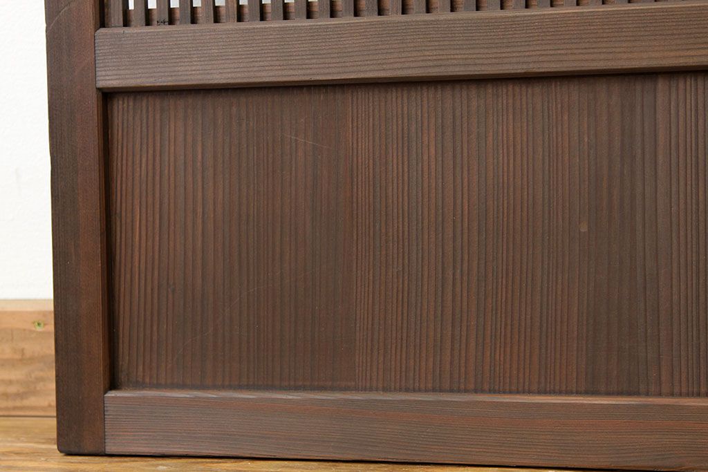 ★古民具・骨董　銀モールガラス入り裏障子付き格子戸2枚セット?(引き戸・建具)