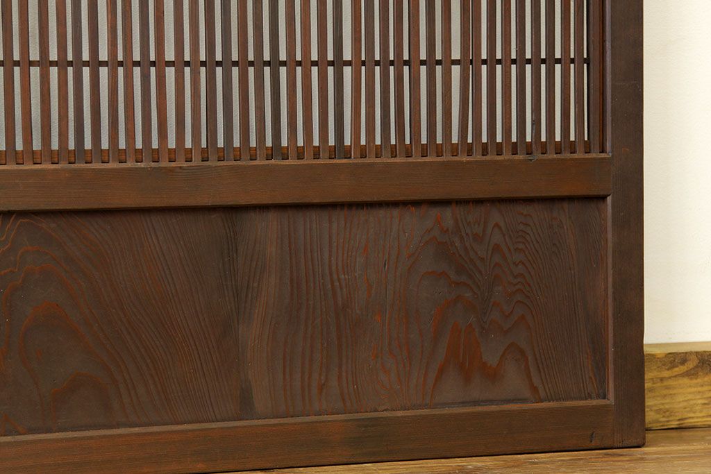 ★古民具・骨董　銀モールガラス入り裏障子付き格子戸2枚セット?(引き戸・建具)
