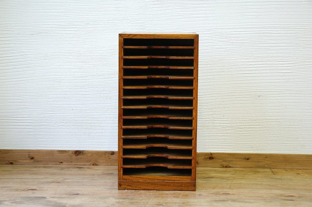 極上美品!古い欅材のシンプルな書類棚
