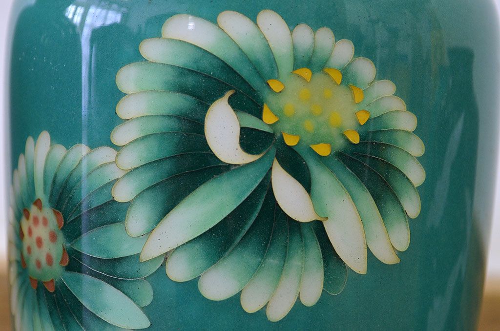 ○古い七宝焼　花瓶6点(鶴・孔雀の図)