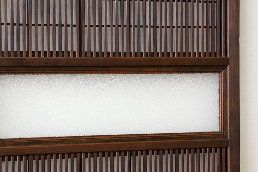 古民具・骨董　ダイヤガラス入り裏障子付き格子戸4枚セット(引き戸・建具)