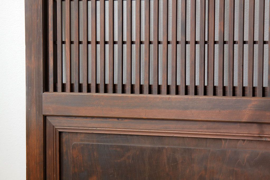 古民具・骨董　ダイヤガラス入り裏障子付き格子戸4枚セット(引き戸・建具)