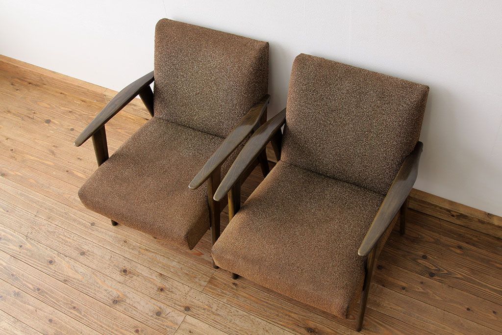 レトロ家具　★1960年代レトロなシングルソファ2脚セット