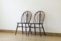 アンティーク家具　アンティーク　アーコールスティックバックチェア2脚セット(椅子)(シスルバックチェア)