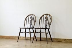 アンティーク家具　アンティーク　アーコールスティックバックチェア2脚セット(2)(椅子)(シスルバックチェア)