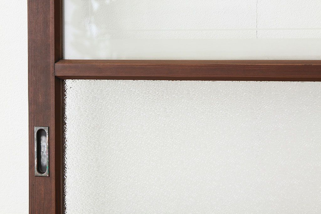 アンティーク　巾のせまいダイヤガラス引き戸2枚セット(建具、ガラス戸)