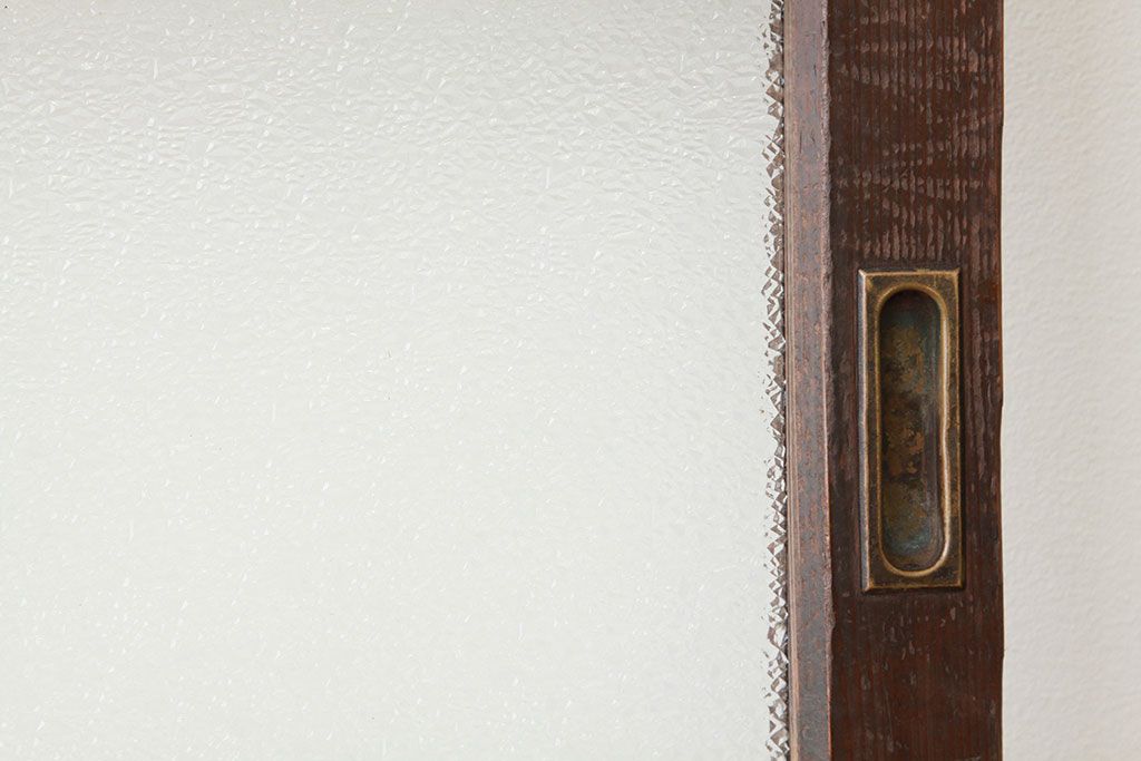 アンティーク　巾のせまいダイヤガラス引き戸2枚セット(建具、ガラス戸)