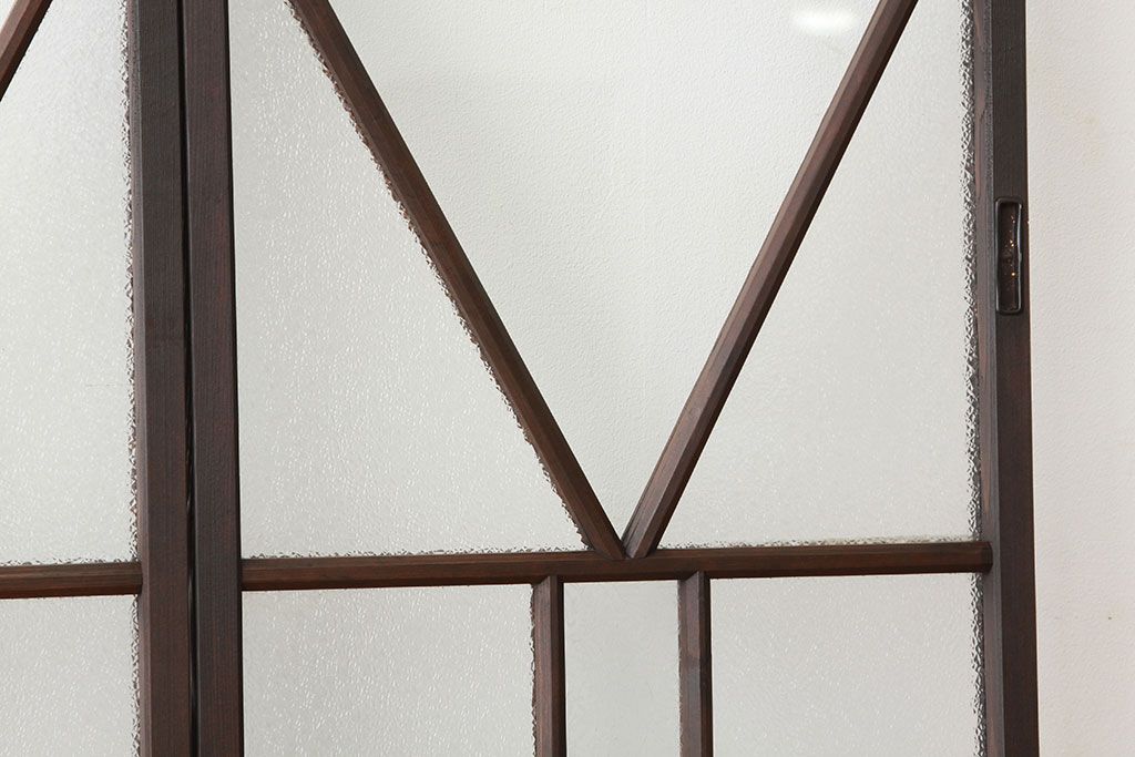 大正ロマン　素敵なデザインの巾のせまい菱型ダイヤガラス引き戸(建具・ガラス戸)