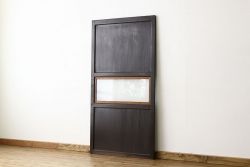 アンティーク　使い込まれたガラス入り帯戸(ガラス帯戸、扉・板戸)