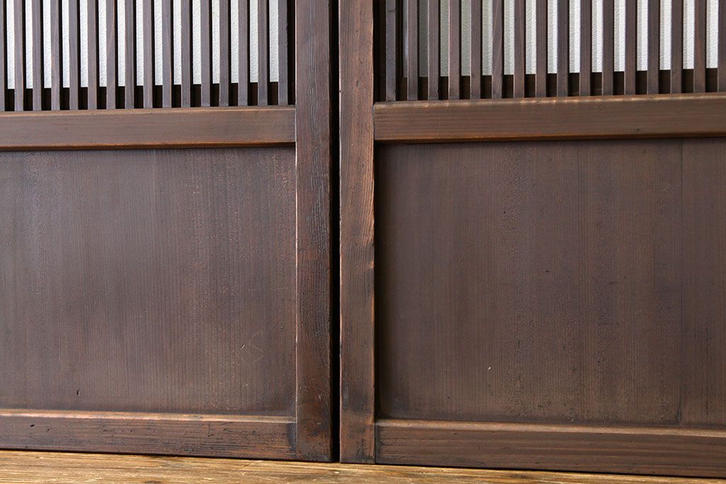 古民具・骨董 味わい深いガラス入り格子戸5枚セット(引き戸)
