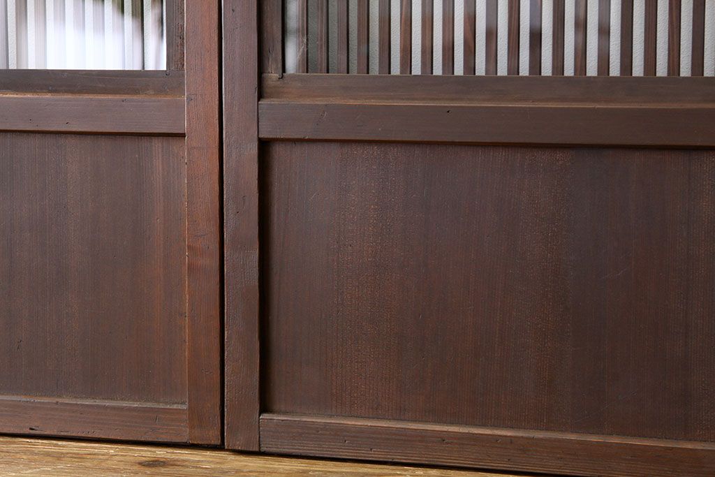 古民具・骨董 味わい深いガラス入り格子戸5枚セット(引き戸)