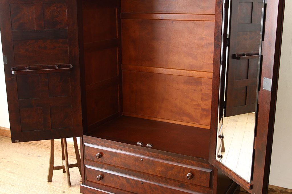中古　北海道民芸家具ワードローブ(定価588000円)洋服タンス