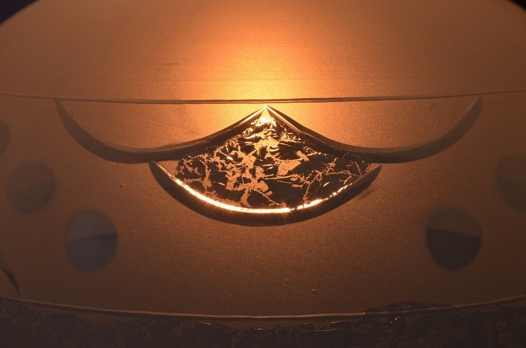 大正〜昭和初期 オパール結晶切子電笠吊り下げ照明