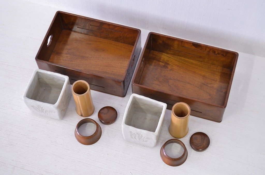 アンティーク雑貨　美品 古い不昧形煙草盆・火入付(茶道具)
