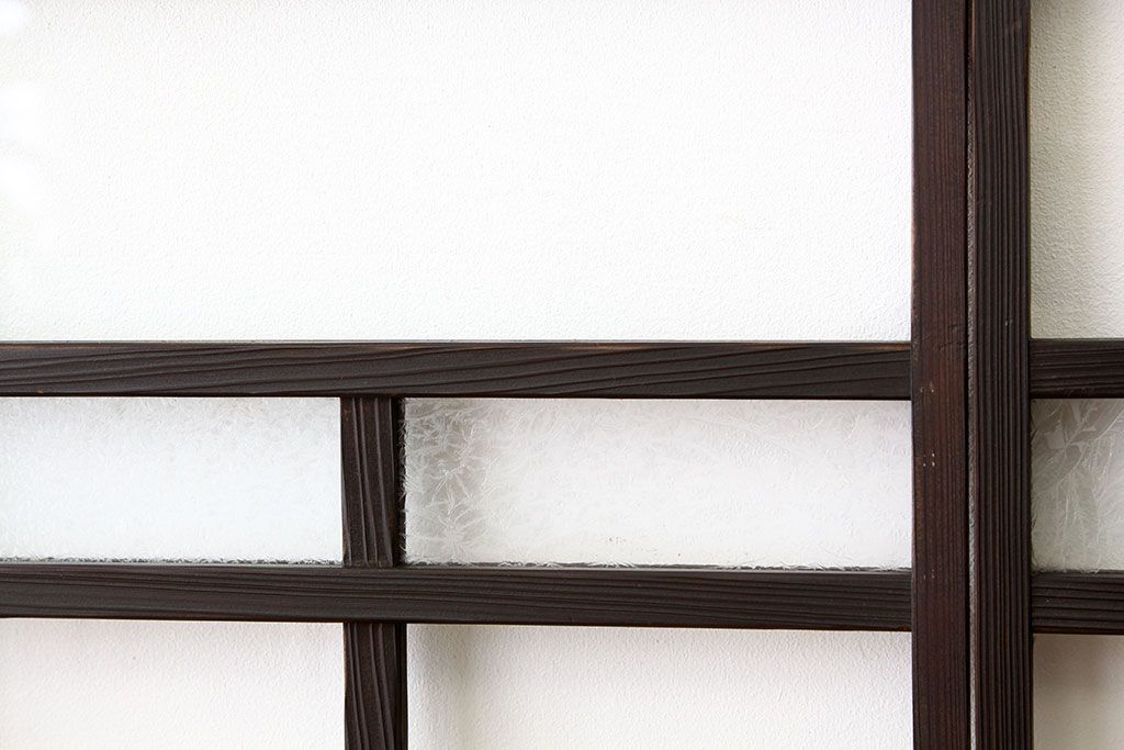 大正ロマン　古い木のモダンなガラス戸2枚セット(窓)