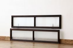 アンティーク　古い木のシンプルな明り取り2枚セット(1)(ガラス戸・欄間)