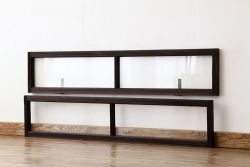 アンティーク　古い木のシンプルな明り取り2枚セット(3)(ガラス戸・欄間)