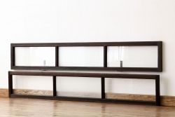 アンティーク　古い木のシンプルな明り取り2枚セット?(ガラス戸・欄間)