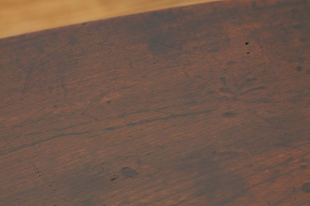 アンティーク家具　アンティーク　天板欅一枚板の小さな角ちゃぶ台(テーブル)