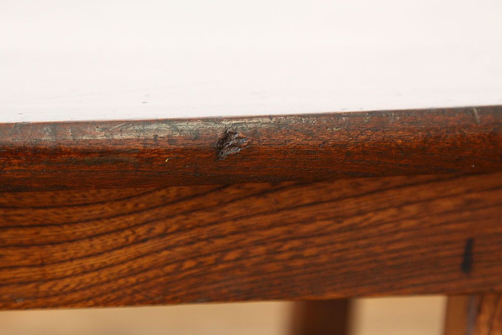 アンティーク家具　アンティーク　天板欅一枚板の小さな角ちゃぶ台(テーブル)