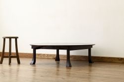 アンティーク家具　珍品!古い木の中抜き丸型ちゃぶ台
