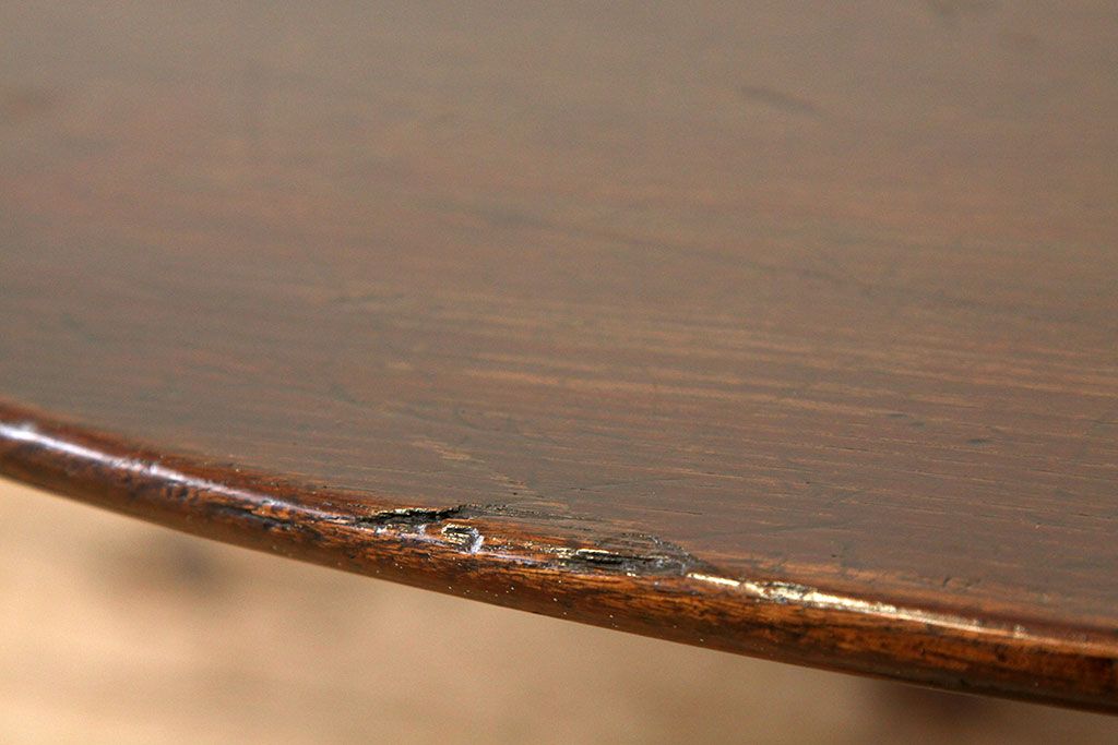 アンティーク家具　珍品!古い木の中抜き丸型ちゃぶ台